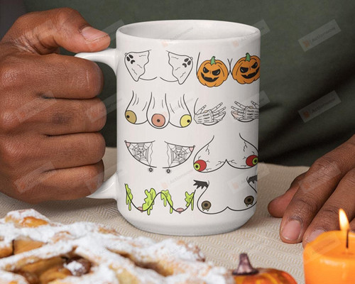 Halloween Mug, Boob Mug, Pumpkin Mug, Spooky Mug, Halloween Is Coming Soon Pumpkin With Unique Design Happy Halloween, Birthday, Christmas. Thanksgiving Cermaic Coffee Mug 11-15 Oz