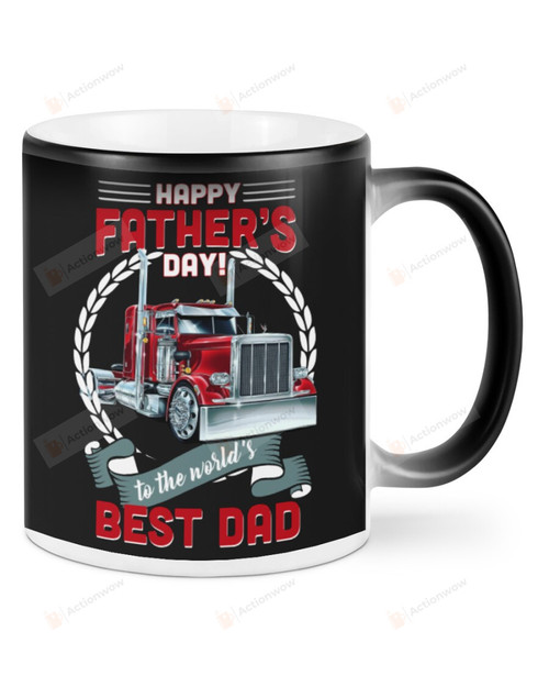 Trucker Happy Father's Day To The World Best Dad Black Mug Ceramic Mug Great Customized Gifts For Dad Birthday Christmas Thanksgiving Father's Day Trucker 11 Oz 15 Oz Coffee Mug