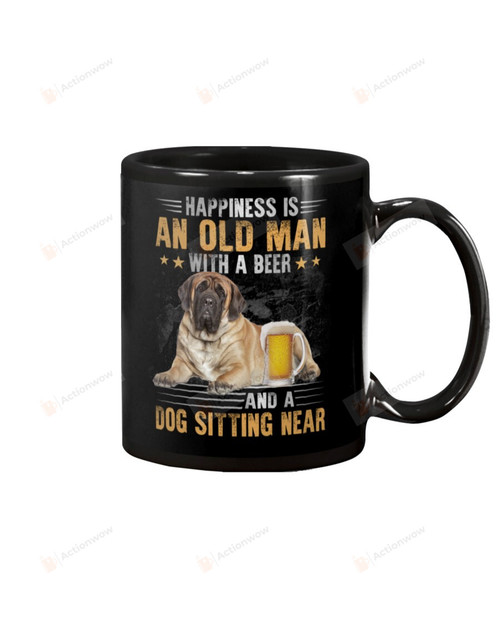 English Mastiff Old Man With A Dog Mug Gifts For Dog Mom, Dog Dad , Dog Lover, Birthday, Thanksgiving Anniversary Ceramic Coffee 11-15 Oz