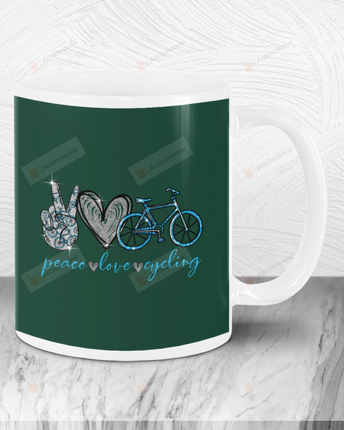 Peace Love Cycling Ceramic Mug Great Customized Gifts For Birthday Christmas Thanksgiving Anniversary 11 Oz 15 Oz Coffee Mug