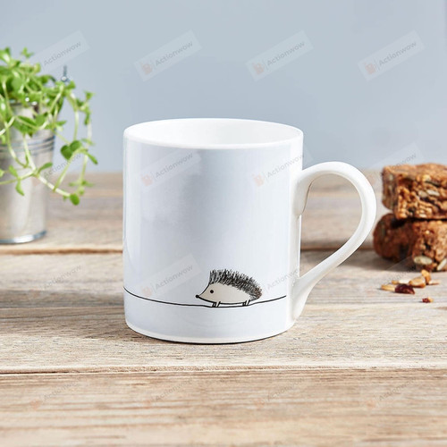 Hedgehog Mug Fine Bone Mug Hedgehog Gifts Light Grey 11oz 15oz Ceramic Coffee Mug For Birthday Christmas