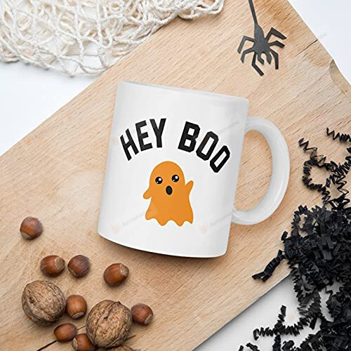 Hey Boo Ceramic Mug Gifts For Family Colleague Friends Grandchild Coffee Mug Gifts To New Year Christmas Birthday Halloween Thankgiving