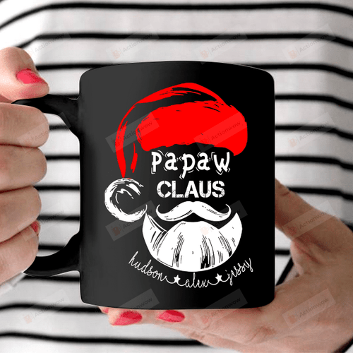 Personalized Papaw Claus , Christmas, Santa Claus Grandpa Black Mugs Ceramic Mug 11 Oz 15 Oz Coffee Mug
