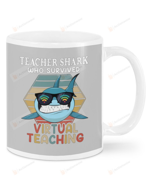 Teacher Shark Who Survived Virtual Teaching, Wifi Glasses Mugs Ceramic Mug 11 Oz 15 Oz Coffee Mug
