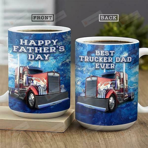 Best Trucker Dad Ever Coffee Mug - Father'S Day Novelty Mug 11oz 15oz
