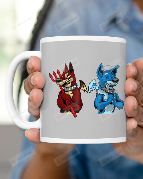 Angel Devil Wolf Dog Furry Mugs Ceramic Mug 11 Oz 15 Oz Coffee Mug