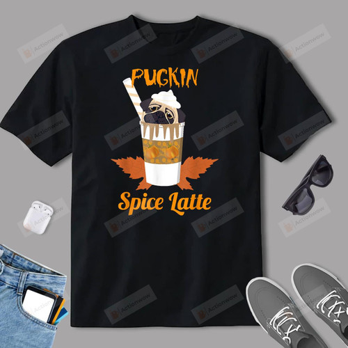 Pugkin Spice Latte Funny Fall And Pug Dog T-Shirt