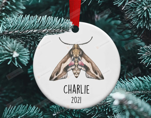 Personalized Moth Christmas Ornament Moth Ceramic Ornament Moth Christmas Tree Decoration Gifts For Moth Lover Hanging Xmas Tree Gifts For Men Women