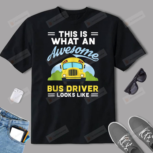 Retro School Bus Driver Graphic Gift School Bus Design T-Shirt