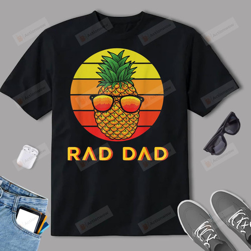 Mens Rad Dad Pineapple Retro Sunset Fathers Day T-Shirt