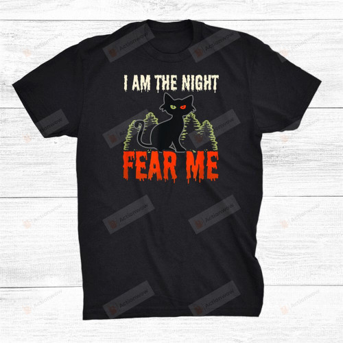 I Am The Night Design Halloween Cat T-Shirt