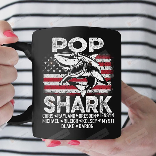 Personalized Pop Shark Daddy Shark Black Mugs Ceramic Mug 11 Oz 15 Oz Coffee Mug
