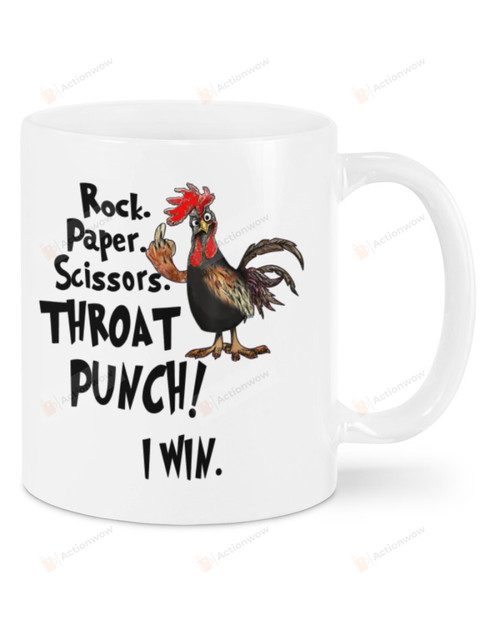 Rock Papers Scissors Throat Punch Funny Chickens Mug Gifts For Animal Lovers, Birthday, Anniversary Ceramic Changing Color Mug 11-15 Oz