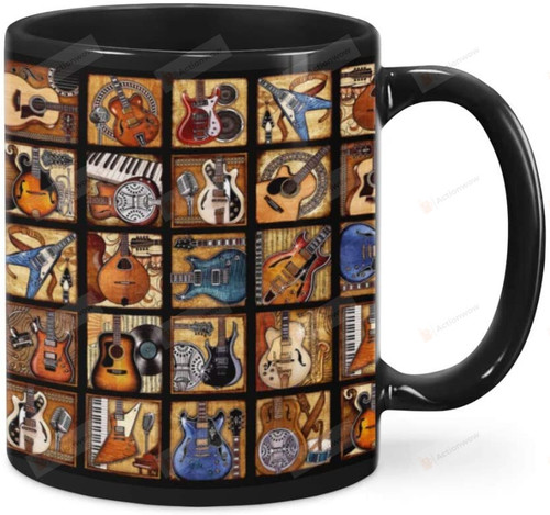 Guitar Square Mug, Funny Guitar Guitarist Gifts For Men Women Kids Ceramic Coffee Mug