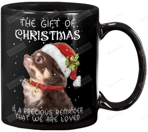 The Gift Of Christmas Is A Precious Reminder Mug, Funny Chihuahua Dog Santa Claus Hat Mug, Christmas, Xmas, Birthday Gift For Men Women Kids Ceramic Coffee Mug - printed art quotes 11 Oz Mug