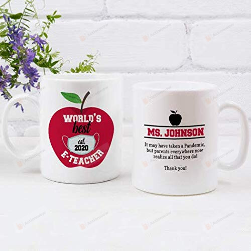 Personalized Apple Appreciate Teacher Mug, Meaningful Thank You Ceramic Mug Great Customized Gifts For Birthday Christmas Thanksgiving 11 Oz 15 Oz Coffee Mug