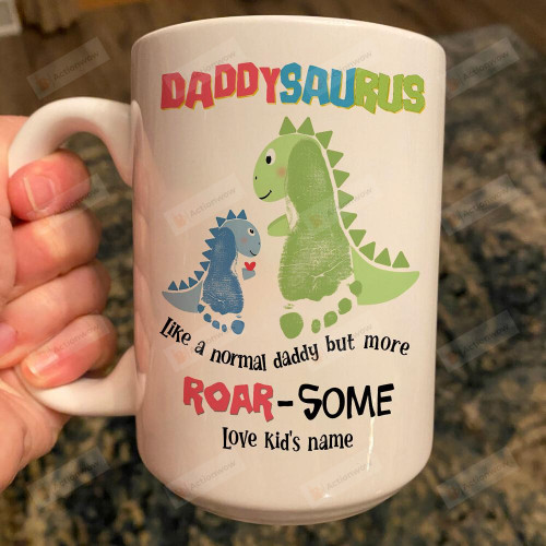 Personalized Gift For Dad Daddysaurus Roarsome White Mugs Ceramic Mug Great Customized Gifts For Birthday Christmas Thanksgiving Father's Day 11 Oz 15 Oz Coffee Mug