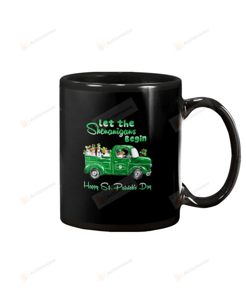Let The Shenanigans Begin Jack Russell Terrier Puppies Drive Shamrock Green Truck Mug Happy Patrick's Day , Gifts For Birthday Ceramic Coffee 11-15 Oz