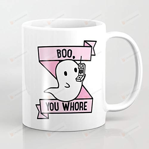 Cute Boo You Whore Coffee Mug 11 Oz 15 Oz White Mug Gifts For Kids Relatives Friends Gifts For Halloween Day Ceramic Coffee Mug Halloween Gifts