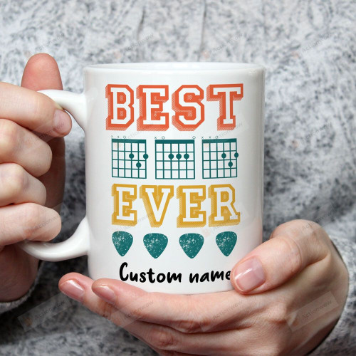 Personalized Father's Day Gift Best Dad Ever Guitar Chords Plectrums White Mugs Ceramic Mug Great Customized Gifts For Birthday Christmas Thanksgiving Father's Day 11 Oz 15 Oz Coffee Mug