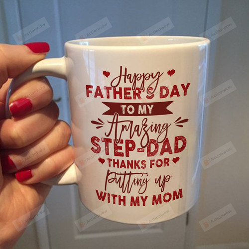 Personalized Family Happy Father's Day To My Amazing Stepdad Mug Ceramic Mug Great Customized Gifts For Birthday Christmas Thanksgiving Father's Day 11 Oz 15 Oz Coffee Mug