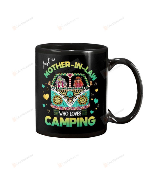 Just A Mother-in-law Who Loves Camping Hippie Van Black Mugs Ceramic Mug Great Customized Gifts For Birthday Christmas Thanksgiving Mother's Day 11 Oz 15 Oz Coffee Mug