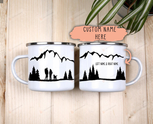 Personalized Campfire Mug Gift For Camping Couple Stainless Steel Mug Great Customized Gifts For Birthday Christmas Thanksgiving Housewarming, Valentine, Anniversary 11 Oz 15 Oz Coffee Mug