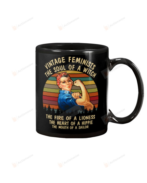 Vintage Feminists Rosie The Riveter Mug The Soul Of A Witch Mug Best Gifts On International Women's Day Birthday 11 Oz - 15 Oz Mug
