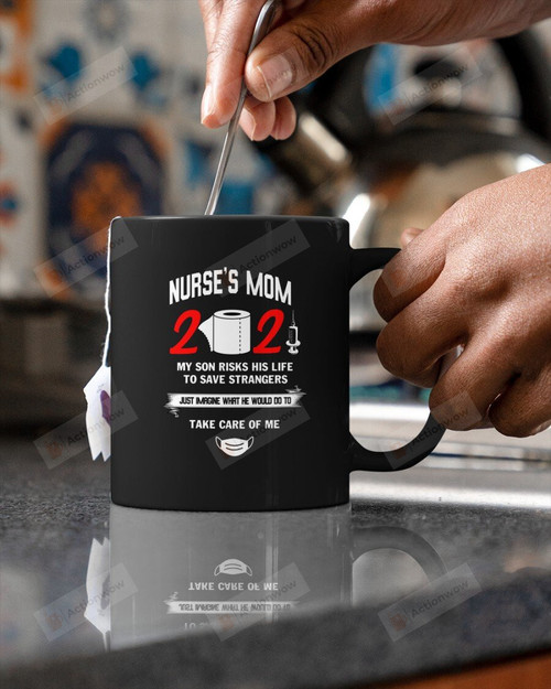 Nurse's Mom Is Proud Of Her Son Mug Black Mugs Ceramic Mug Great Customized Gifts For Birthday Christmas Thanksgiving Mother's Day 11 Oz 15 Oz Coffee Mug