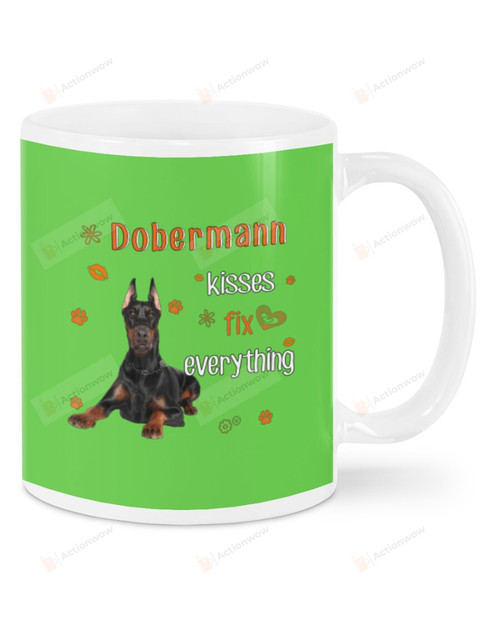 Dobermann Kisses Fix Everything Ceramic Mug Great Customized Gifts For Birthday Christmas Thanksgiving 11 Oz 15 Oz Coffee Mug