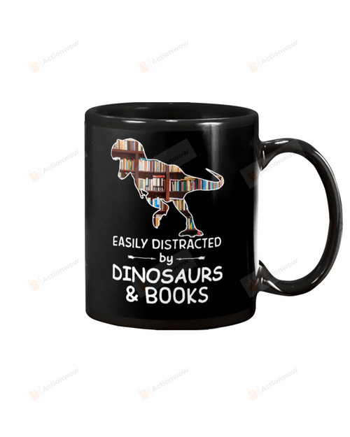 Book Easily Distracted Dinosaurs Mug Gifts For Animal Lovers, Birthday, Anniversary Ceramic Coffee 11-15 Oz