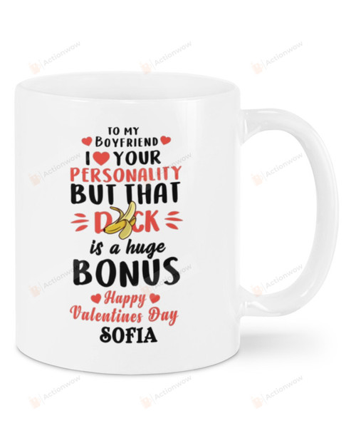 Personalized To My Boyfriend Mug, I Love Your Personality Funny From Girlfriend To Boyfriend, Happy Valentines Day Gifts For Couple Lover Customized Name Ceramic Coffee 11-15 Oz Mug