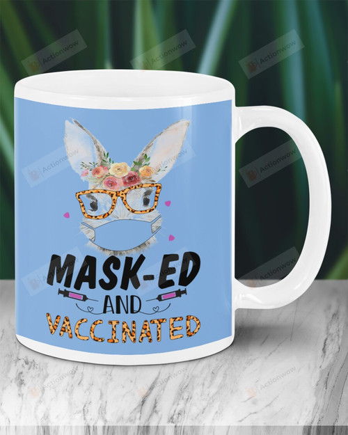 Masked And Vaccinated Bunny Easter, Mugs Ceramic Mug 11 Oz 15 Oz Coffee Mug