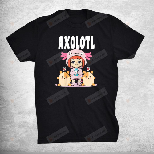 Axolotl Girl With Milk And Hamster T-Shirt