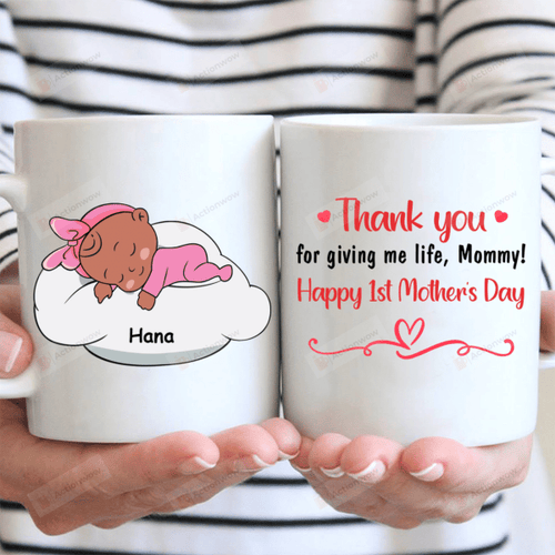 Personalized Thank You For Giving Me Life Black Baby White Mugs Ceramic Mug Great Customized Gifts For Birthday Christmas Thanksgiving Mother's Day 11 Oz 15 Oz Coffee Mug