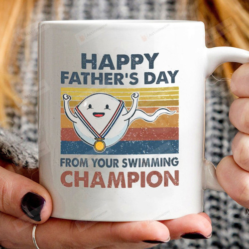 Happy Father's Day From Your Swimming Champion Mug Gifts For Him, Father's Day ,Birthday, Thanksgiving Anniversary Ceramic Coffee 11-15 Oz