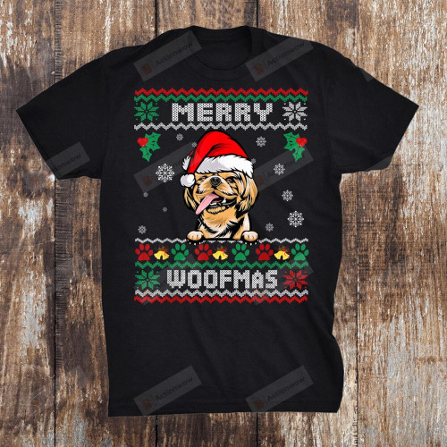 Merry Woofmas Shih Tzu Dog Funny Christmas Ugly Xmas T-Shirt
