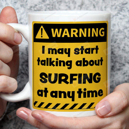 Warning Surfing Coffee Mug Surfing Lover Gifts Surfing Gifts Surf Coffee Mug Funny Surfer Gifts Surfing Theme Surfing Fan Mug
