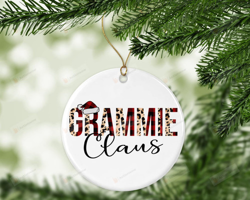 Leopard Grammie Claus Red Buffalo Plaid Ornament Christmas Ornament Grammie Gifts Santa Claus Grammie Ornament Home Decoration Xmas Tree Decor Hanging Decoration