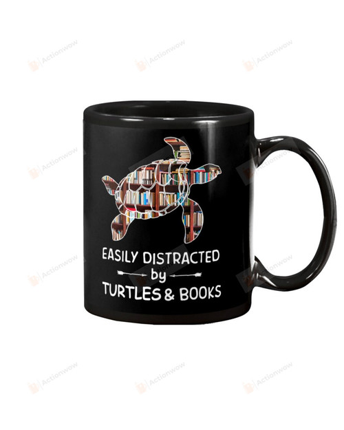 Book Easily Distracted Turtles Mug Gifts For Animal Lovers, Birthday, Anniversary Ceramic Coffee 11-15 Oz