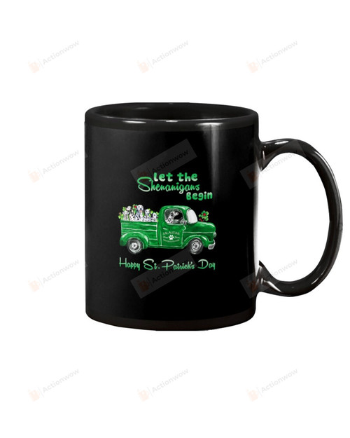 Let The Shenanigans Begin Dalmatian Puppies Drive Shamrock Green Truck Mug Happy Patrick's Day , Gifts For Birthday Ceramic Coffee 11-15 Oz