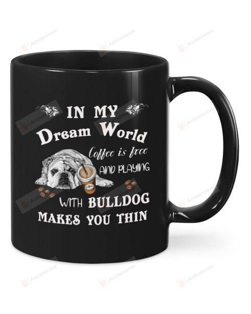 English Bulldog Dream World Coffee Playing Thin Mug Gifts For Dog Dad Dog Mom ,Birthday, Thanksgiving Anniversary Ceramic Coffee 11-15 Oz