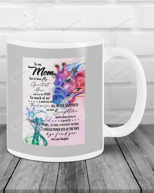 Personalized To My Mom You've Been My Greatest Hero, Giraffes Abstract Mugs Ceramic Mug 11 Oz 15 Oz Coffee Mug