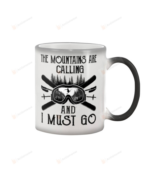 The Mountains Are Calling Skiing Ceramic Mug Great Customized Gifts For Birthday Christmas Thanksgiving Father's Day 11 Oz 15 Oz Coffee Mug
