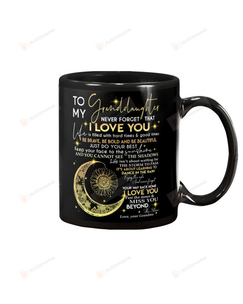 Personalized To My Granddaughter Mug Moon I Love You Past The Moon & Miss You Beyond The Star Special Gifts From Grandma For Christmas Birthday Graduation Ceramic Mug