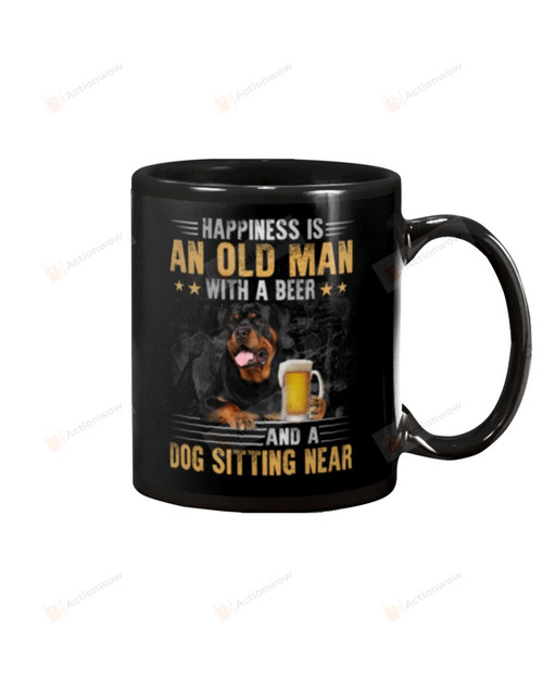 Rottweiler Old Man With A Dog Mug Gifts For Dog Mom, Dog Dad , Dog Lover, Birthday, Thanksgiving Anniversary Ceramic Coffee 11-15 Oz