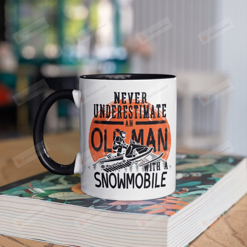 Never Underestimate Old Man Snowmobile Mug Gifts For Man Woman Friends Coworkers Family Best Gifts Idea Funny Mug Special Presents For Birthday Valentine Christmas