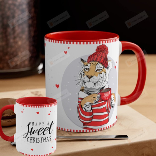 Merry Christmas And New Year Mug, Tiger Year, Hand Drawn Style. Coffee Mug, Christmas Mug, New Year Mug, Funny Mug, Christmas Gift, 11oz 15oz Ceramic Coffee Mug