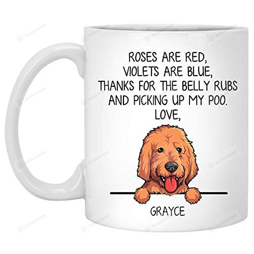 Personalized Funny Dog Lover Mug Labradoodle Dog Mug Roses Are Red Violets Are Blue Mug Gifts To Dog Lovers Friend Mom Dad Ceramic Mug Birthday Christ