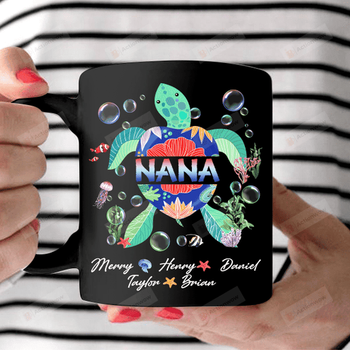 Personalized Turtle Nana With Grandkids Gift For Grandma Ceramic Mug Great Customized Gifts For Birthday Christmas Thanksgiving Anniversary 11 Oz 15 Oz Coffee Mug